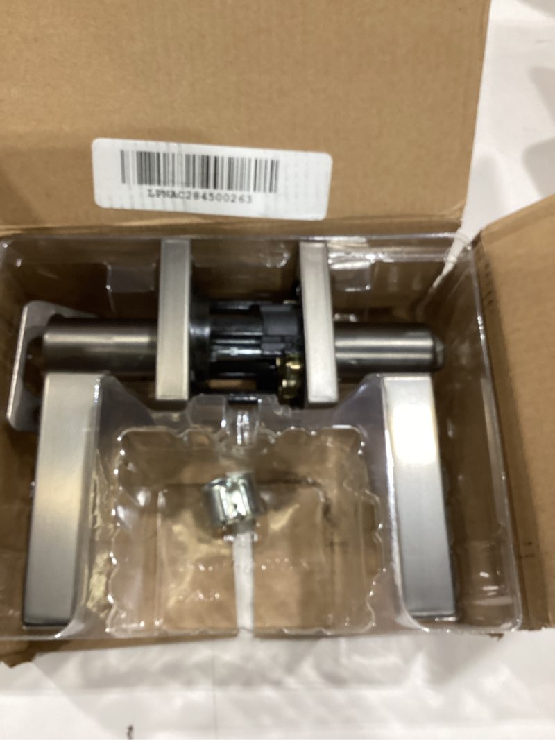 Condition photo showing As Is for kwikset halifax entry door handle with lock and key, square secure keyed reversible lever exterior, doorlock, for front entrance and bedrooms, gunmetal, pick resistant smartkey rekey security gunmetal 1 pack keyed entry