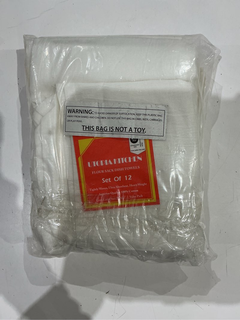 Condition photo showing Good Condition for utopia kitchen [12 pack flour sack tea towels, 28" x 28" ring spun 100% cotton dish cloths - machine washable - for cleaning & drying - natural tan