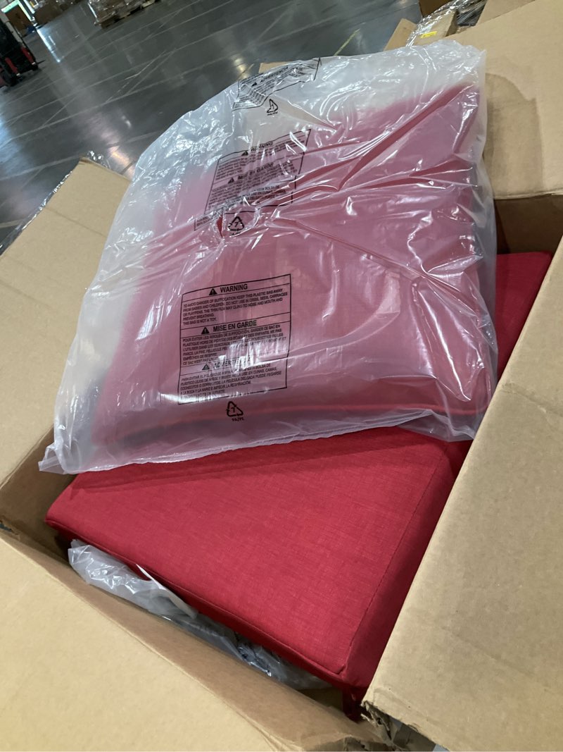Condition photo showing Good Condition for arden outdoor foam deep seat cushion set, 24x24, premium high-density foam, never flattens, weather-proof for patio chair sofa couch, ruby red leala