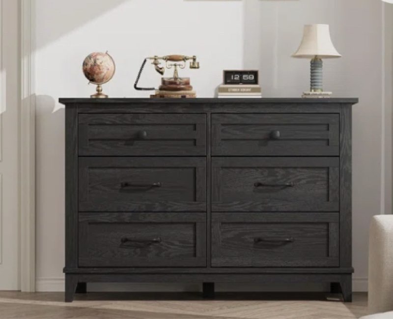 47" Rustic Modern 6-Drawer Dresser - Wooden Storage Chest for Bedroom & Living Room