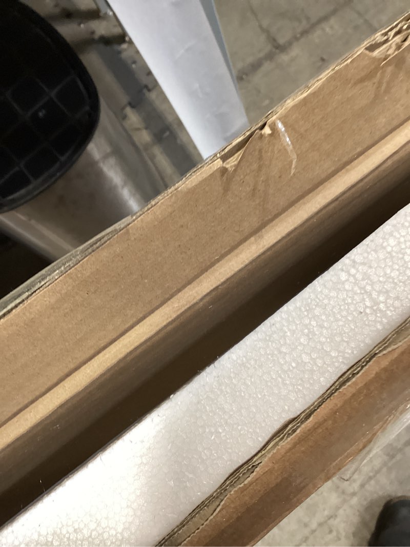 Condition photo showing New/Like New for bronze bathroom mirror 24x32 inch, brushed bronze metal frame mirror for wall, rounded rectangle bathroom vanity mirror with tempered glass, anti-rust, horizontal/vertical bronze 24"l x 32"w