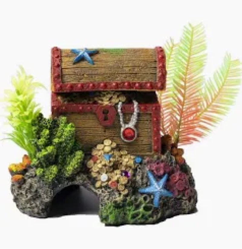GloFish Aquarium Décor and Pump, Treasure Chest Air Pump Decoration for Fish Tanks, Multicolor