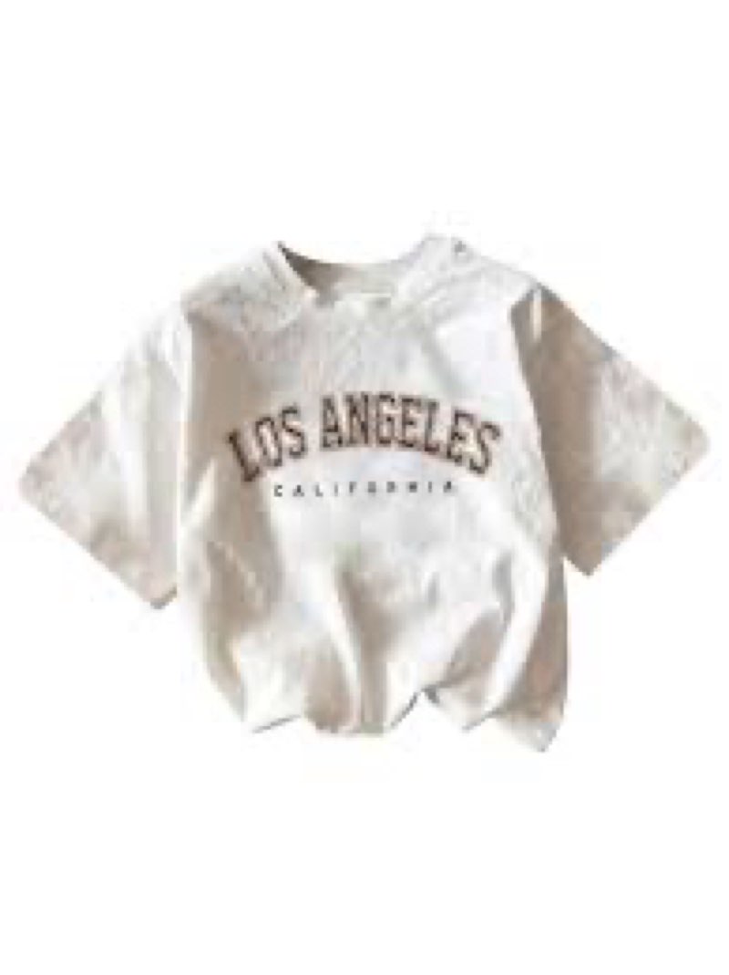 Verdusa Girl's Letter Print Round Neck T Shirts Street Short Sleeve Tee Tops White LA 10Y