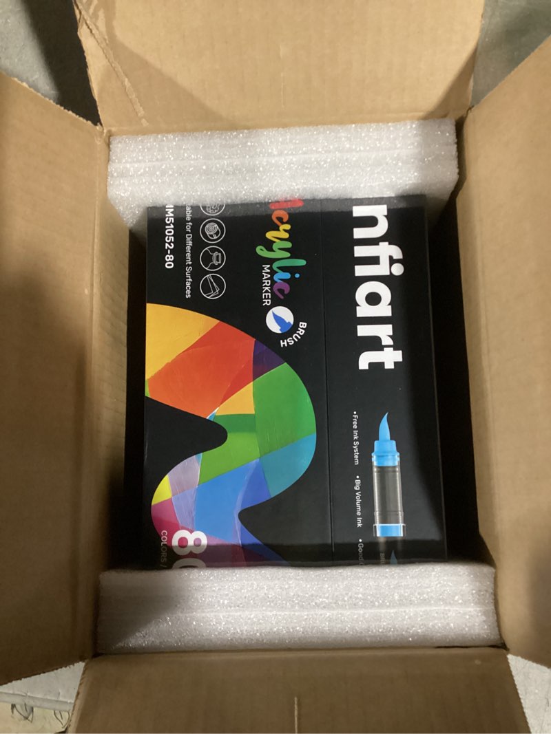 Condition photo showing Good Condition for 80 Colors Acrylic Paint Markers Brush Tip, Automatic Ink Control Acrylic Paint Pens Waterproof Acrylic Markers Set for Christmas Decorations, Stone, Wood, Glass, DIY & Art Supplies