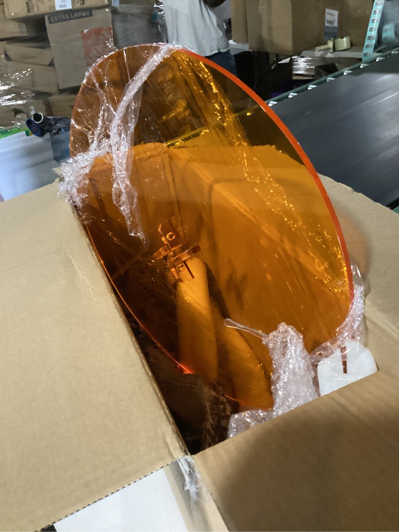 Condition photo showing Good Condition for round acrylic side table, modern accent end table, minimalist bedside night stand, small coffee tables for living room office bedroom indoor home decor, orange 17.7x19.7in(dxh) circular base orange