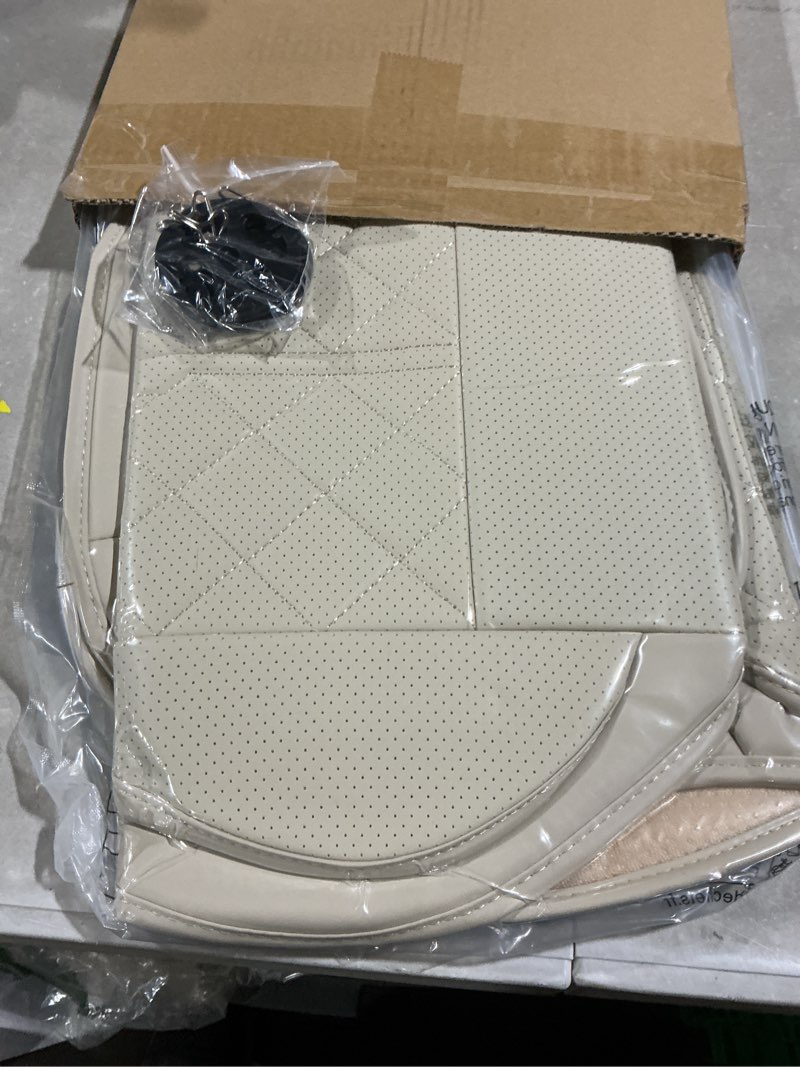 Condition photo showing Good Condition for car seat covers, premium perforated napa leather, semi universal fit, front seat with storage bag, full set for suv truck sedan (light beige, front row single seat) light beige front row single seat
