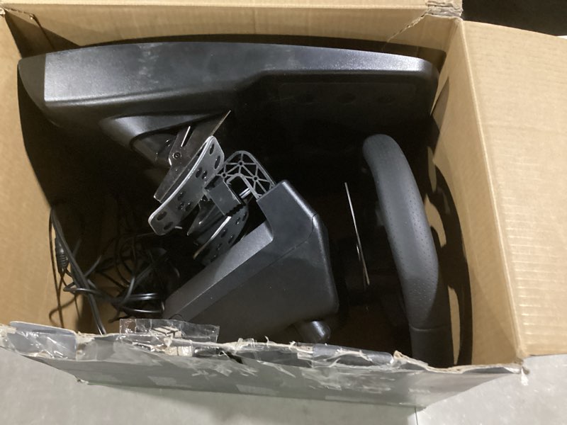 Condition photo showing Good Condition for Logitech G920 Driving Force Racing Wheel and Floor Pedals, Real Force Feedback, Stainless Steel Paddle Shifters, Leather Steering Wheel Cover for Xbox Series X|S, Xbox One, PC, Mac - Black Wheel Kit - Black
