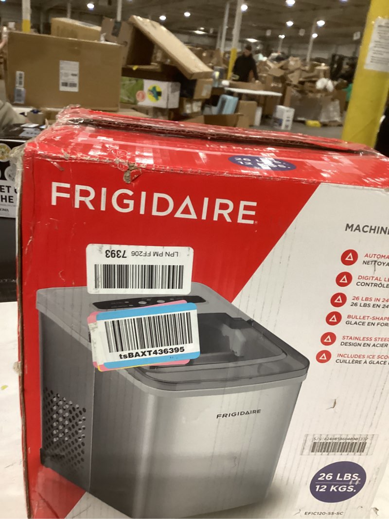 Condition photo showing New/Like New for Frigidaire 26 Lbs per Day Portable Compact Maker, Ice Making Machine, Stainless, Medium
