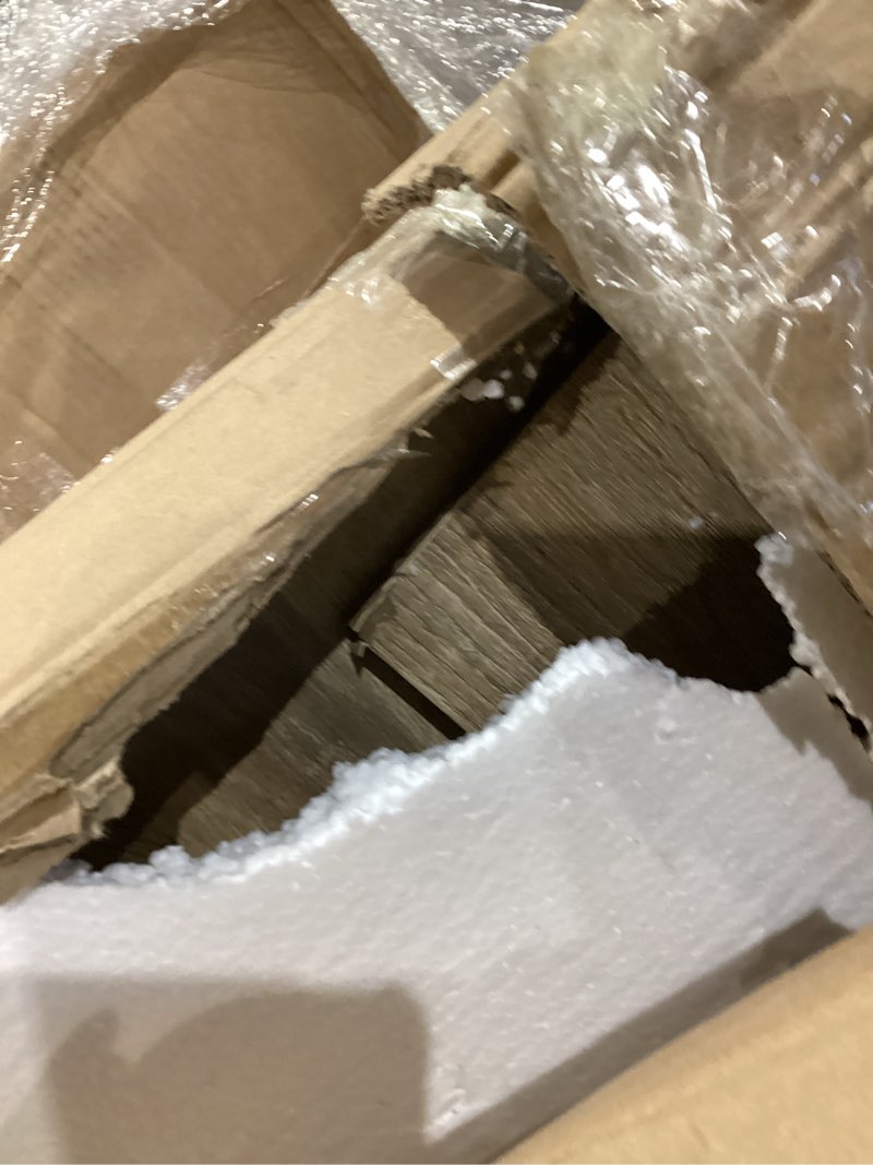 Condition photo showing As Is for 2-tier washer dryer countertop with 2.75" h edge rails, 54" w x 27.55" d laundry countertop for folding clothes, washer and dryer topper with non-slip pad (white oak) white oak standard-2 tier (54"wx27.55"dx12"h)