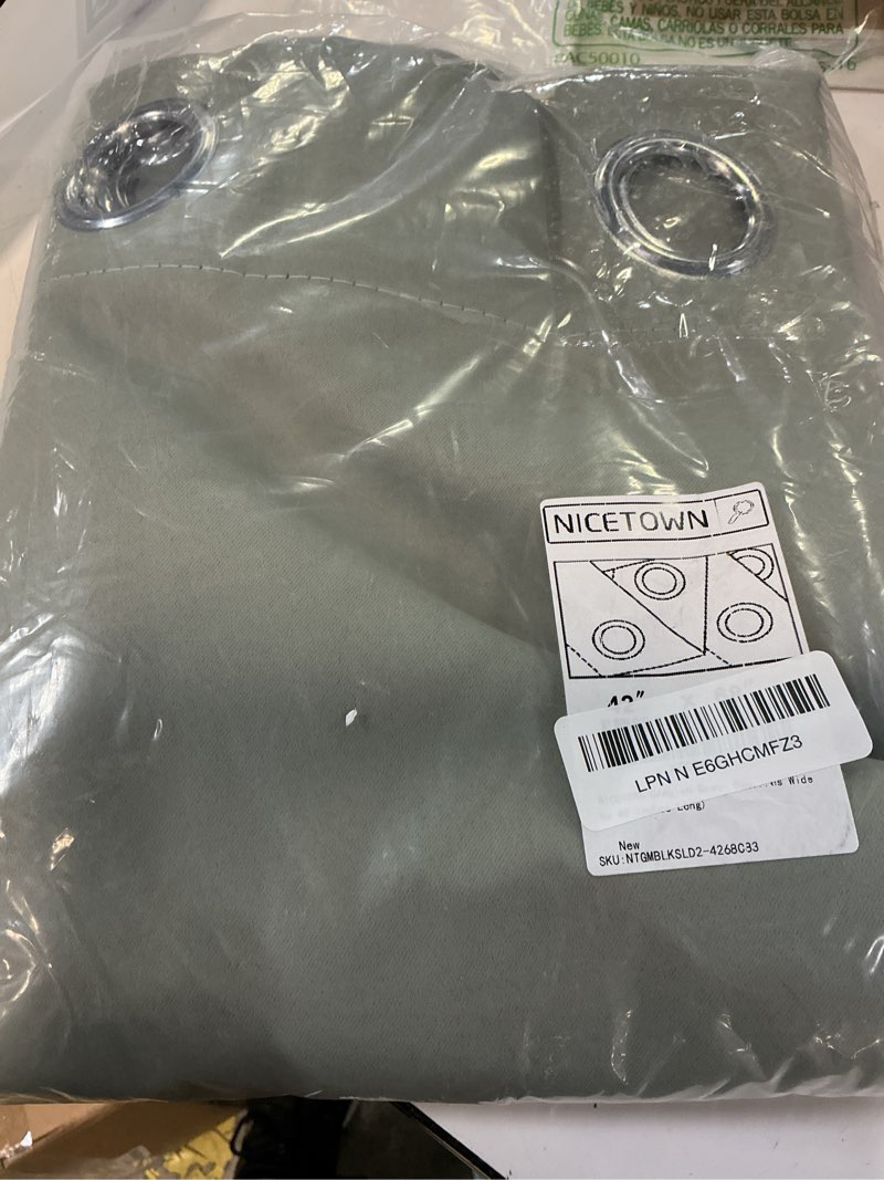 Condition photo showing Good Condition for nicetown sage green room darkening curtains for kitchen, window treatment thermal insulated solid grommet room darkening curtains/drapes for bedroom (set of 2, 42 inches wide by 68 inches long) sage green 42"w x 68"l (pack of 2)