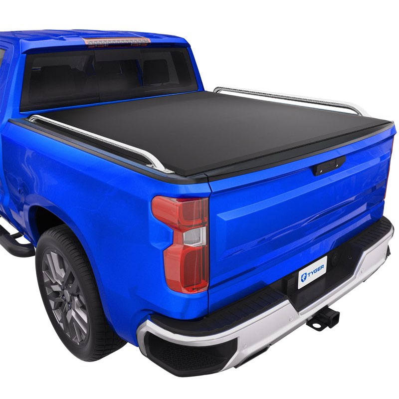 tyger auto t2 low profile soft roll-up truck bed tonneau cover compatible with 2019-2026 chevy silve