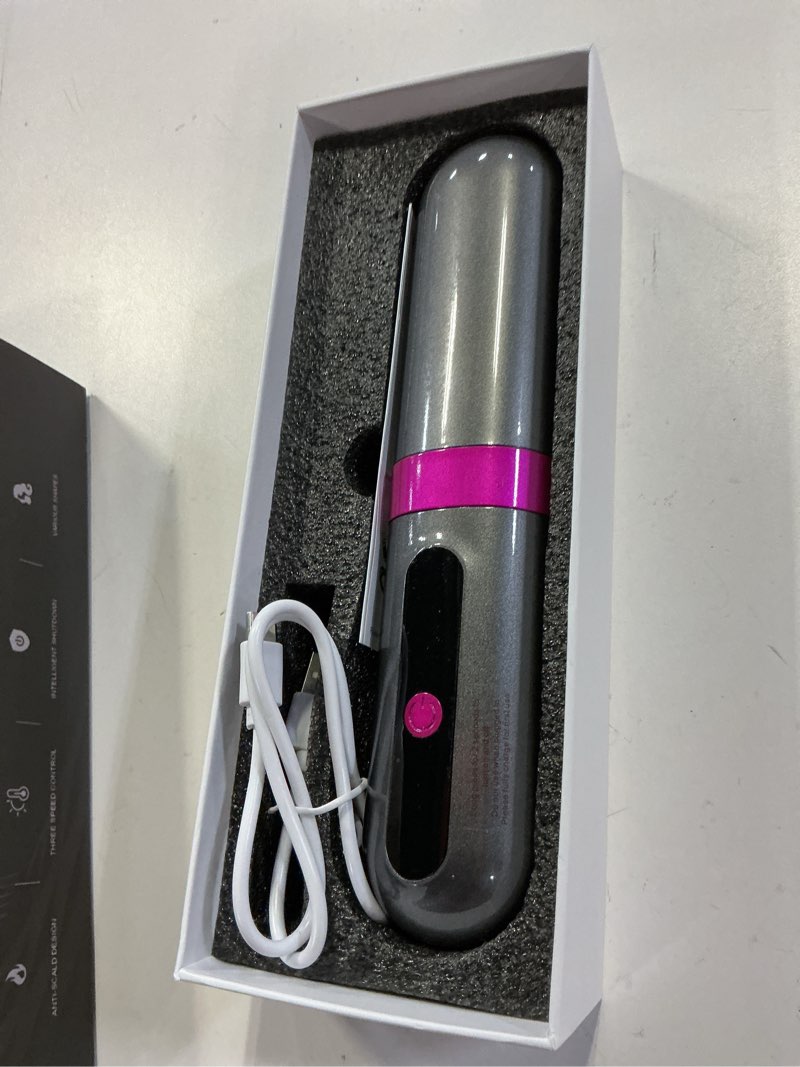 Condition photo showing Good Condition for go brush pro 2026 cordless hair straightener brush, 300m negative ionic anti-frizz, mch fast heating, 3 temp, 4000mah type-c, portable travel styling tool for women silver gray