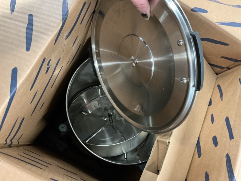 Condition photo showing As Is for SYBO 45Cup Coffee Urn, Commercial Grade Stainless Steel Percolate Coffee Maker, Removable Filter, Easy to Clean, Hot Water Urn for Catering, Hot Beverage Dispenser with Cool-Touch Handles, 6L, Grey 45Cup Grey