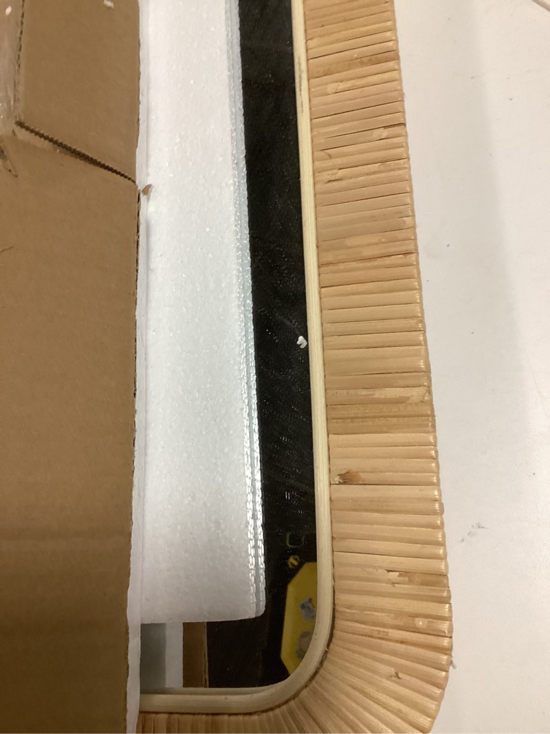 Condition photo showing Good Condition for perfnique rattan mirror, 30'' x 20" rectangle boho bathroom mirror, decorative wall nursery decor, rustic farmhouse handmade wicker mirror for bathroom bedroom entryway living room decor 30"l x 20"w