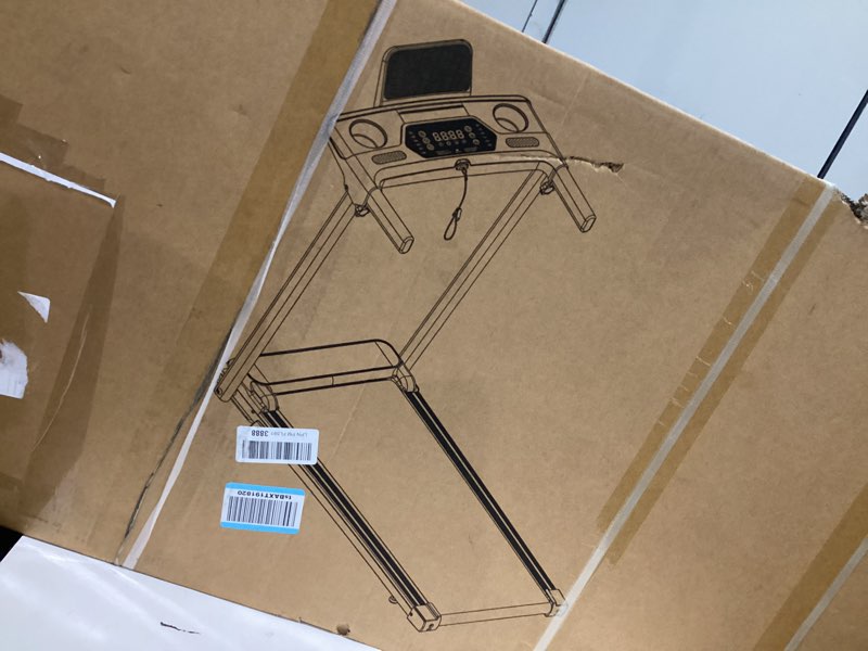 Condition photo showing New/Like New for treadmill with 8% incline, walking pad treadmill with handle bar, portable folding treadmills for running and walking, 3.0hp brushless motorized, 5 layers shock-absorbing
