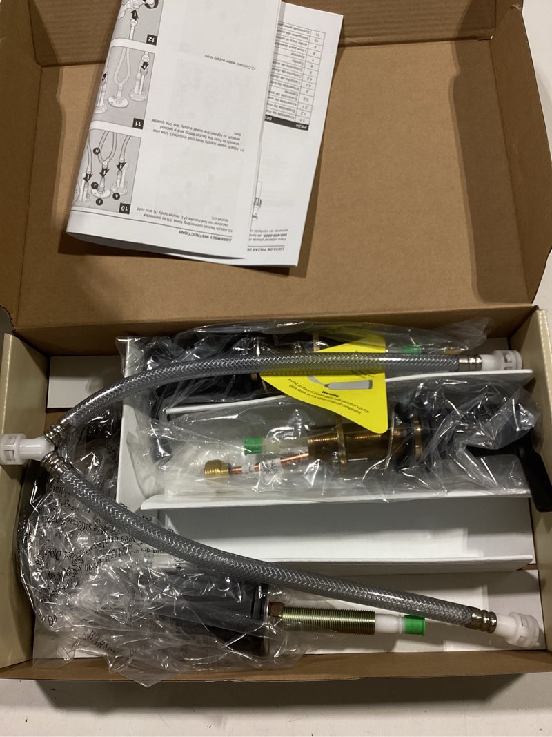 Condition photo showing Good Condition for allen + roth veda matte black widespread 2-handle watersense high-arc residential handle bathroom sink faucet with drain