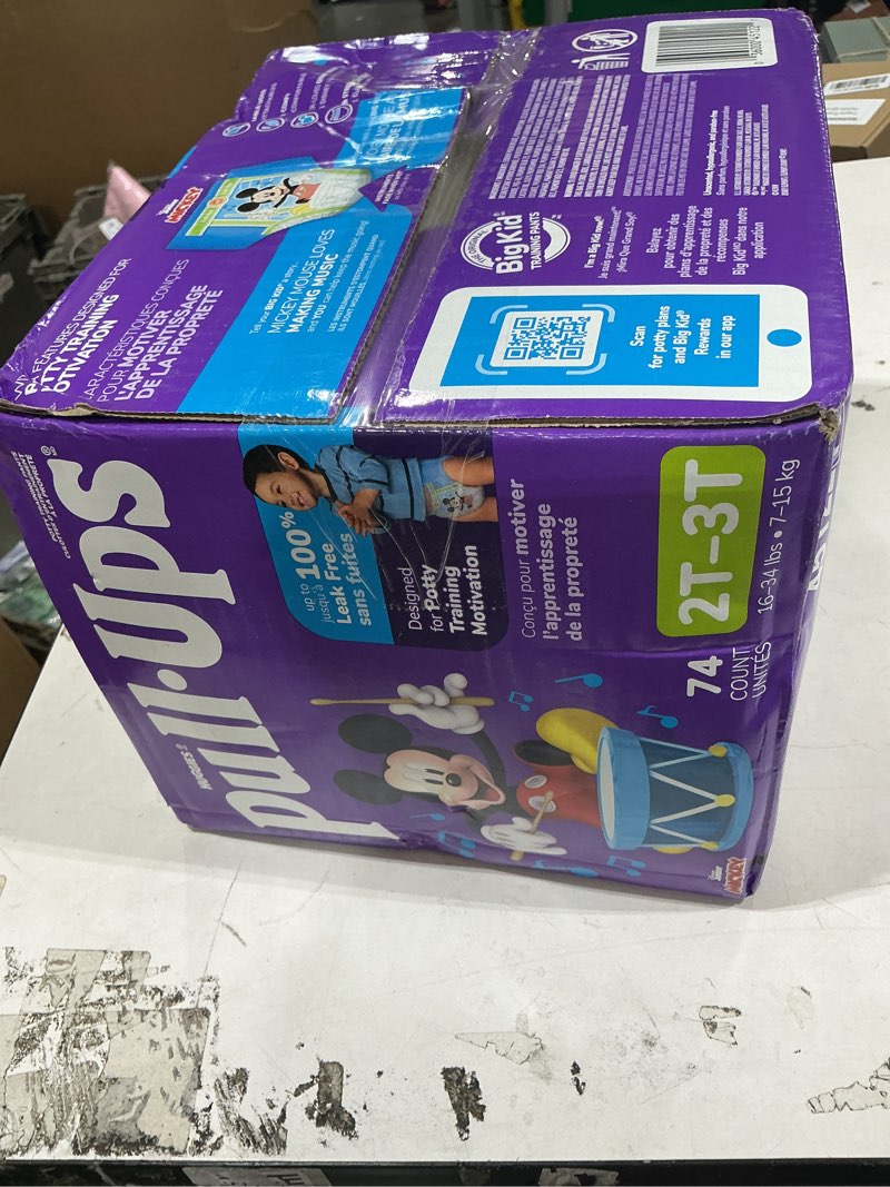 Condition photo showing New/Like New for pull-ups boys' potty training pants, size 2t-3t training underwear (16-34 lbs), 74 count 2t-3t 74