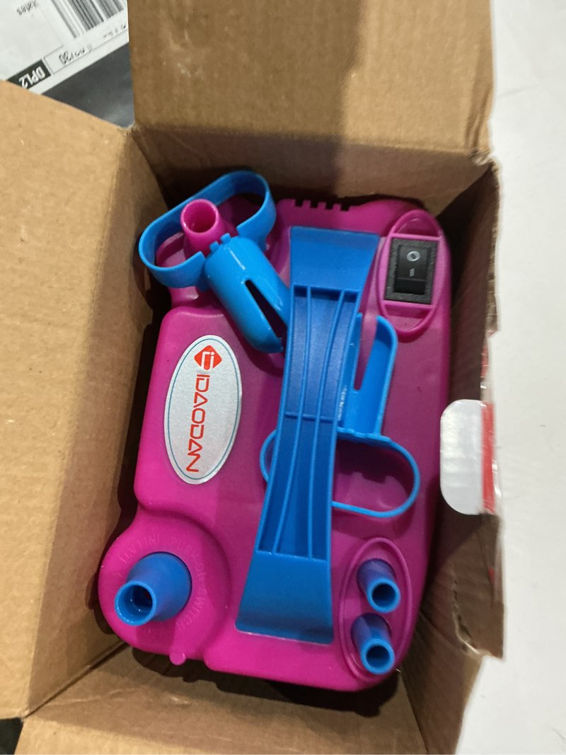 Condition photo showing As Is for idaodan electric balloon pump, portable electric balloon blower machine balloon air pump dual nozzle rose red 110v 600w balloon inflator for party decorations red blue