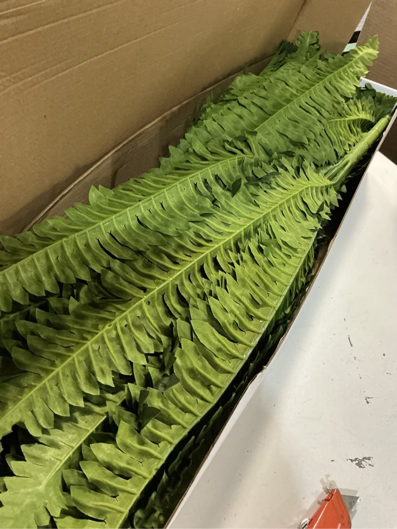 Condition photo showing Good Condition for 42" artificial boston fern large bush plants, 2 bundles of fake ferns with 65 fronds for outdoors home decor 42" 2 pcs