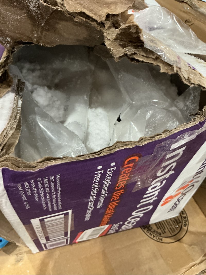 Condition photo showing As Is for instant ocean sea salt for marine fish tank aquariums, nitrate & phosphate-free 200 gallon