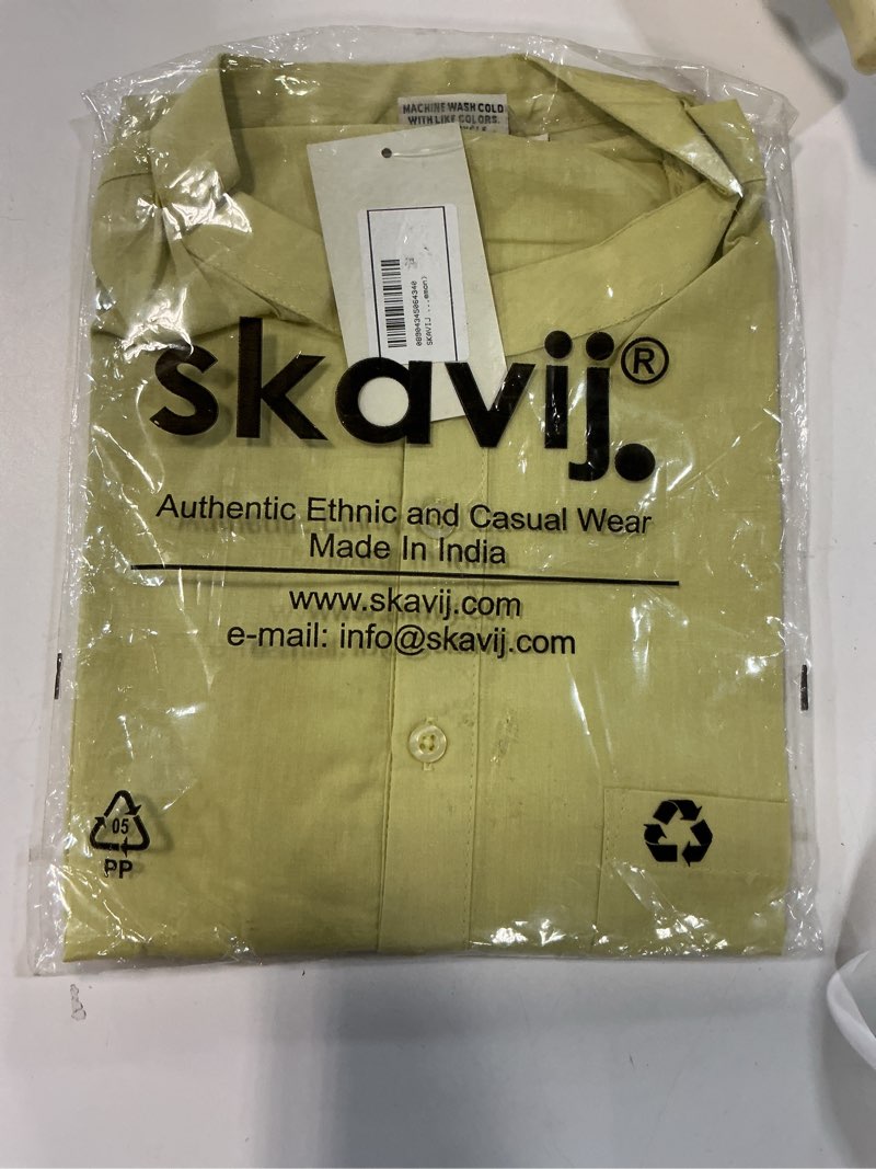 Condition photo showing New/Like New for skavij men’s pure cotton short kurta with chest pocket - solid eid & ramadan ethnic tunic medium lemon size xl