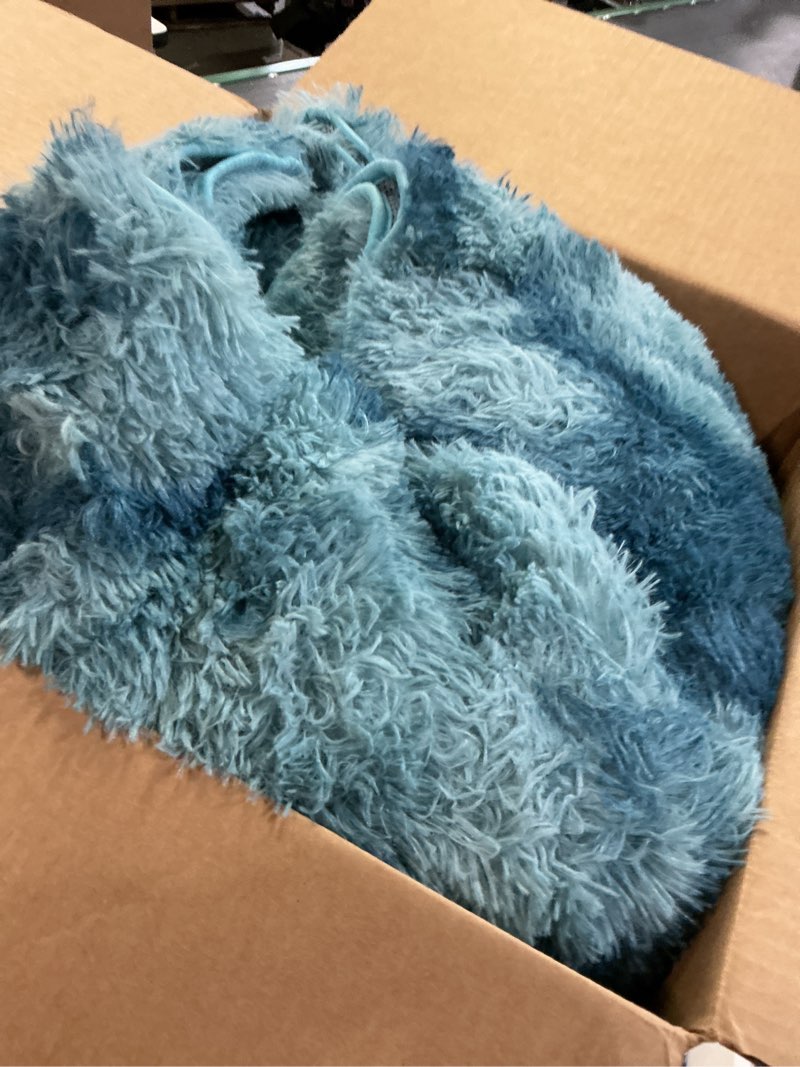 Condition photo showing As Is for Large Shag Area Rugs 5 x 8, Tie-Dyed Plush Fuzzy Rugs for Living Room, Ultra Soft Fluffy Furry Rug for Bedroom, Indoor Carpet Nursery Rugs for Kids Room Home Decor, Peacock Blue Tie-dyed Peacock Blue 5 x 8 ft