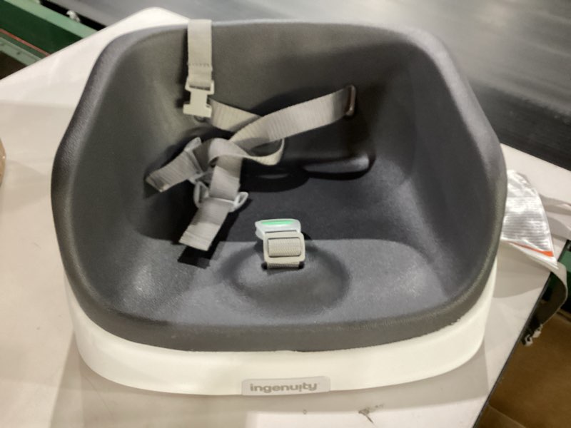 Condition photo showing New/Like New for Ingenuity SmartClean Toddler Booster Seat for Kitchen Chair – Lightweight for on-the-go, Easy-Clean, 3-Point Harness Strap – Booster Seat for Dining Table, Slate