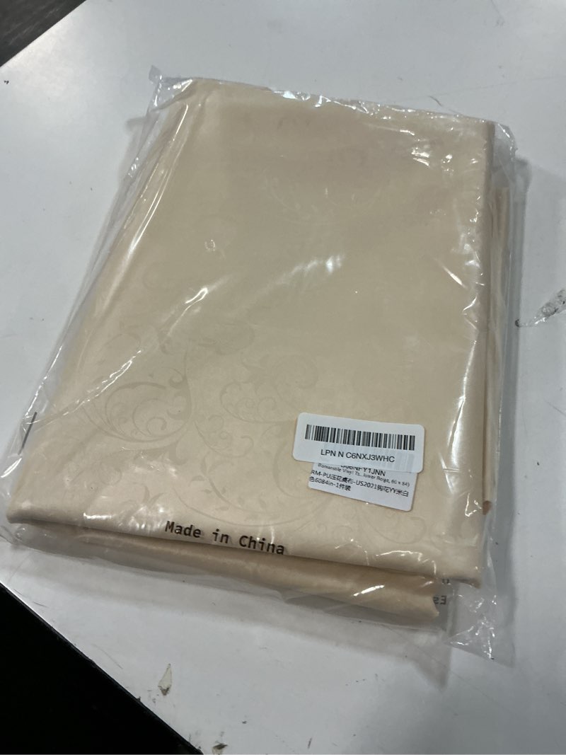 Condition photo showing New/Like New for romanstile vinyl tablecloth rectangle, 100% waterproof outdoor heavy duty thick table cloth with flannel backing, wipeable plastic pu table cover for picnic dining party (flower beige, 60 x 84) flower beige 60" x 84" (rectangular)