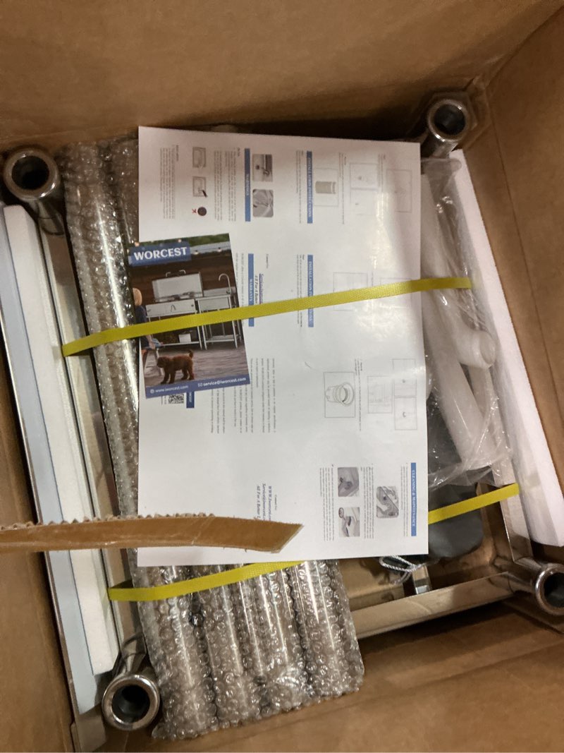 Condition photo showing New/Like New for Utility Sink Free Standing Single Bowl Kitchen Sink with Cold and Hot Water Pipe Stainless Steel Sink for Laundry Room Bathroom Farmhouse 23 Inch