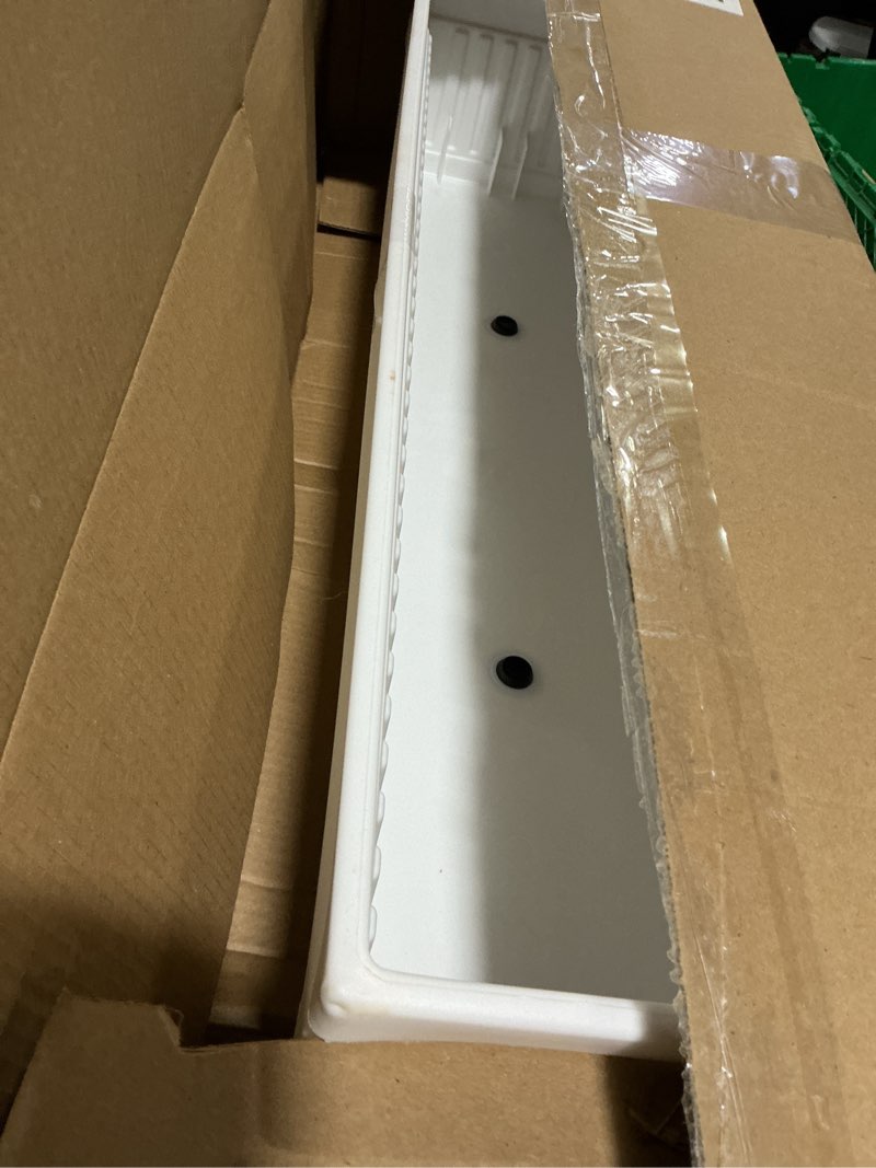 Condition photo showing Good Condition for the hc companies 30 inch venetian window planter box with drainage plug, lightweight uv-resistant plastic indoor & outdoor planters, 2-pack flower box for garden & home decor, white white 30" pack of 2