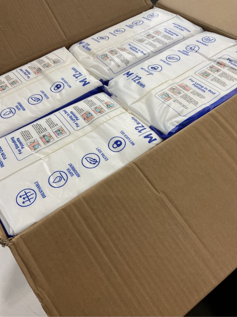 Condition photo showing New/Like New for MED PRIDE Maximum Absorbency Adult Briefs for Incontinence with Refastenable Tabs - Ultra-Absorbent Adult Diapers for Men & Women- Bladder Control Unisex Disposable Underwear (Medium - Case of 96)