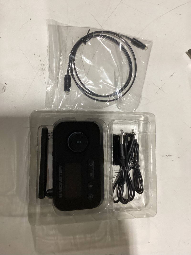 Condition photo showing New/Like New for Monster Bluetooth Transmitter & Receiver, 2-in-1 Bluetooth Audio Adapter, Stream to/from NonBluetooth Devices, Stream TV to 2 Headphones, 33 ft Range, Analog & Digital, TV USB Powered, 3.5mm Aux Port