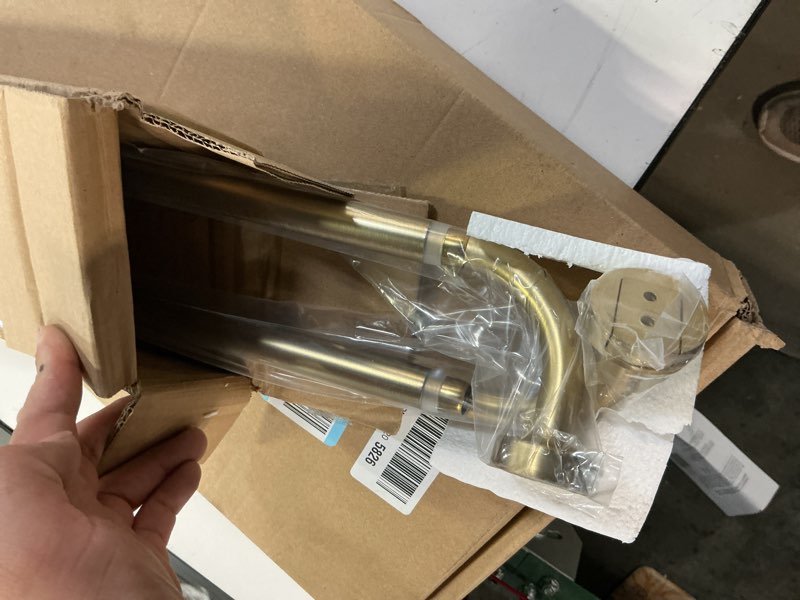 Condition photo showing Good Condition for 2 pack warm gold disc curtain rods, 28-48 inches window curtain rod,adjustable room darkening drapery rod with aluminum finials and brackets,wrap around design 28-48" & 2pcs warm gold