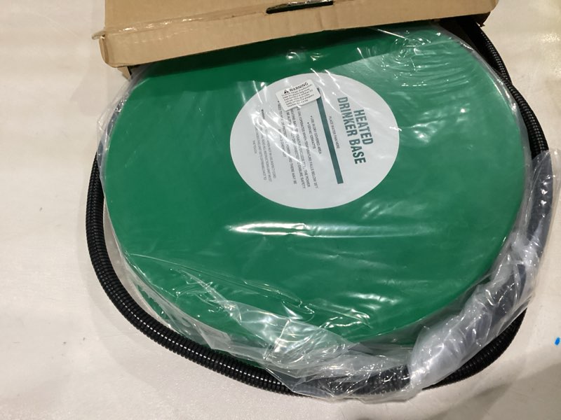 Condition photo showing Good Condition for chicken water heater for winter 12.4", 125w thermostat chicken drinker heater base for 3–5 gal metal plastic poultry waterer, water heater for chickens duck with 6.6' power cord (green,1pack)