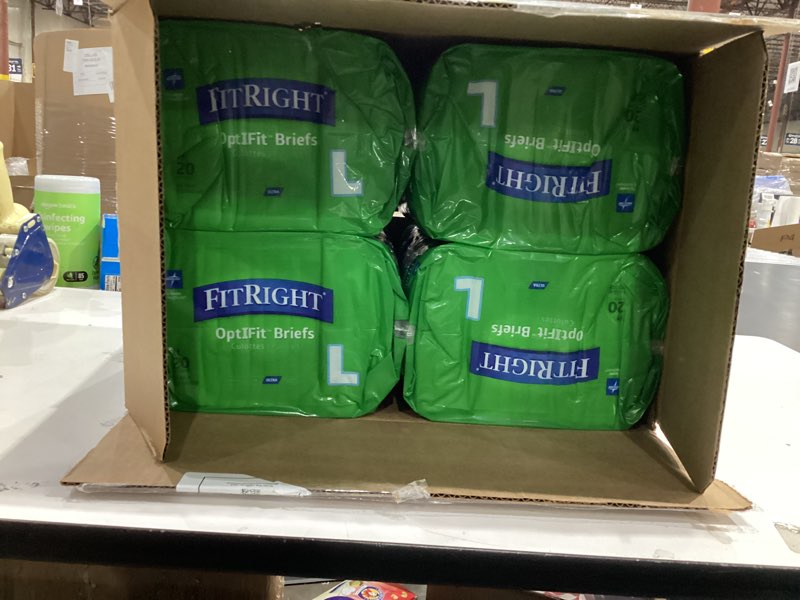 Condition photo showing New/Like New for FitRight Adult Diapers, Ultra Heavy Absorbency, L (Waist Size 44in-56in), 80 Count, OptiFit Incontinence Briefs for Men and Women, Disposable, Moisture-Wicking, Leak Protection, Large 80 count