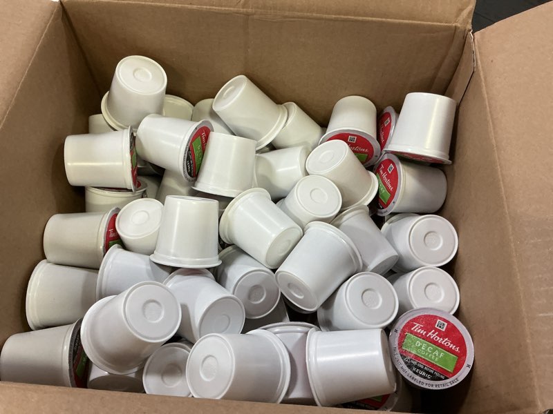 Condition photo showing Good Condition for (bbd :08/01/2026 )) tim hortons decaf, medium roast coffee, single-serve k-cup pods compatible with keurig brewers, 100ct k-cups