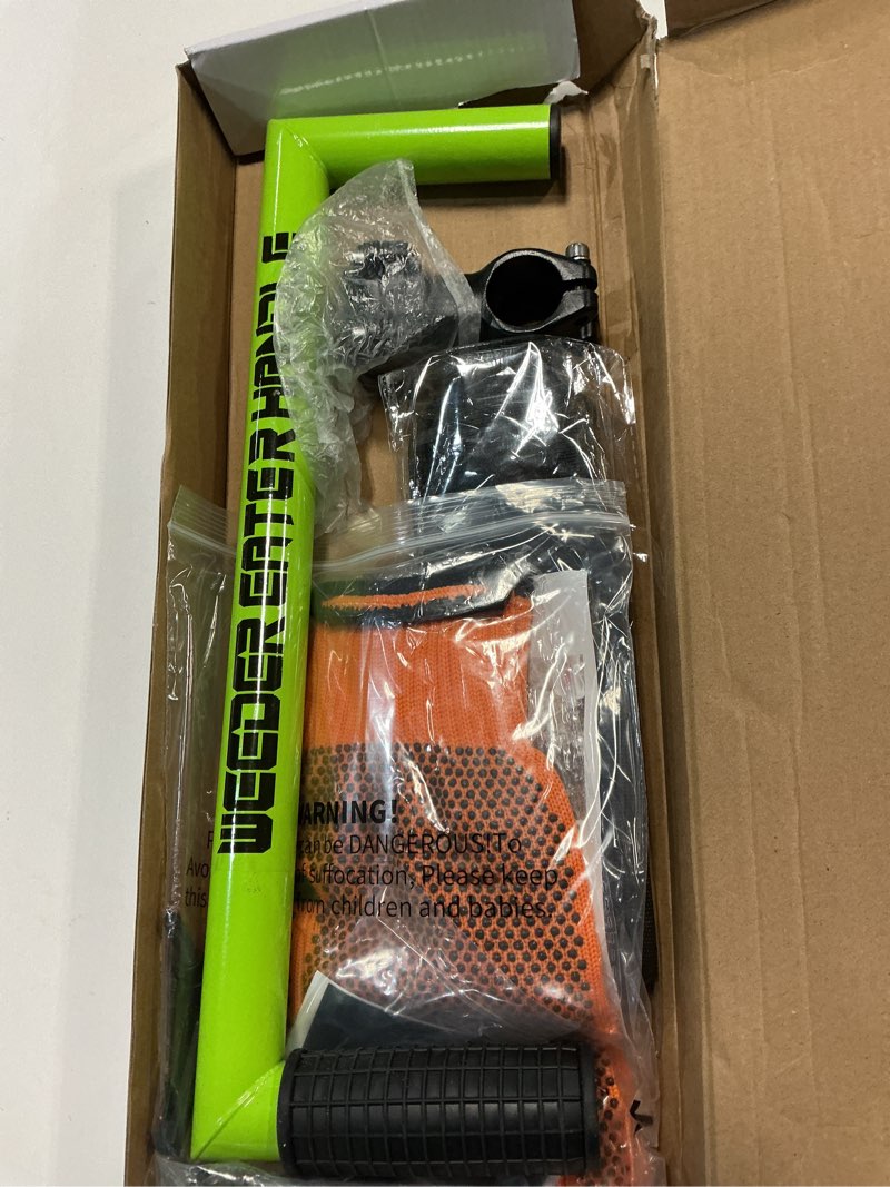 Condition photo showing New/Like New for upgraded weed eater handle, ergonomic string trimmer handle, weedeater handle extension for lawn care, landscaping, and yard trimming edging (17") 16.9"