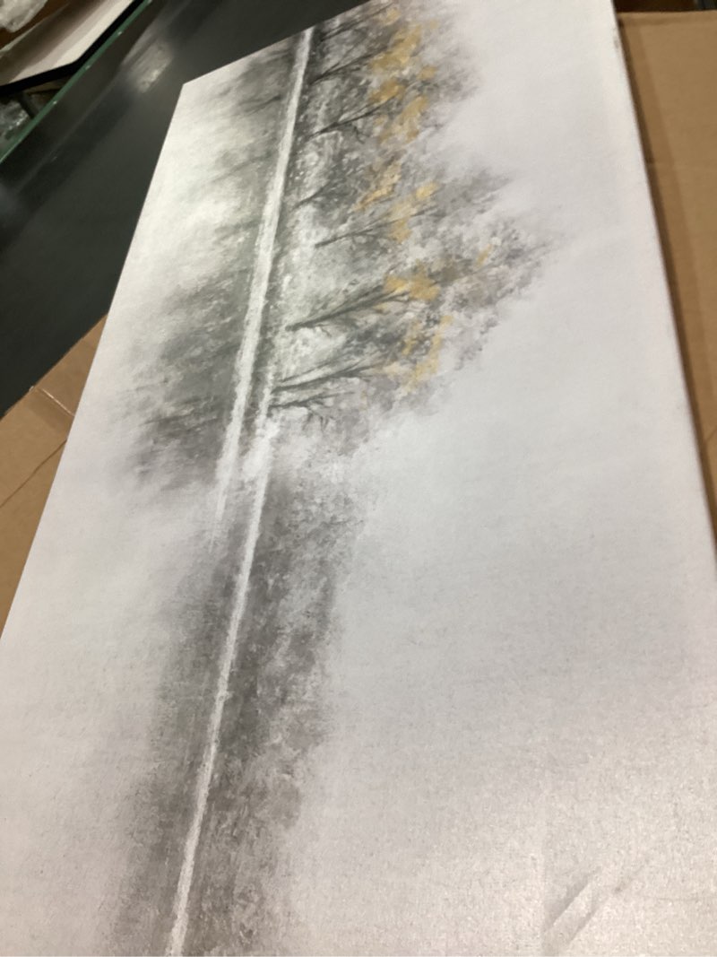 Grey Pictures Wall Decor Lake Painting Nature Scenery Artwork Forest Wall Decorations for Living Roo