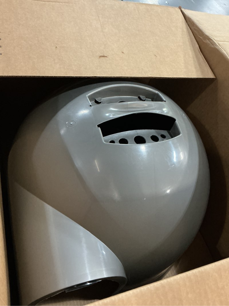 Condition photo showing As Is for petmate booda clean step cat litter box dome (made in the usa with 95% recycled materials)- brushed nickel, made in usa cleanstep litter box brushed nickel