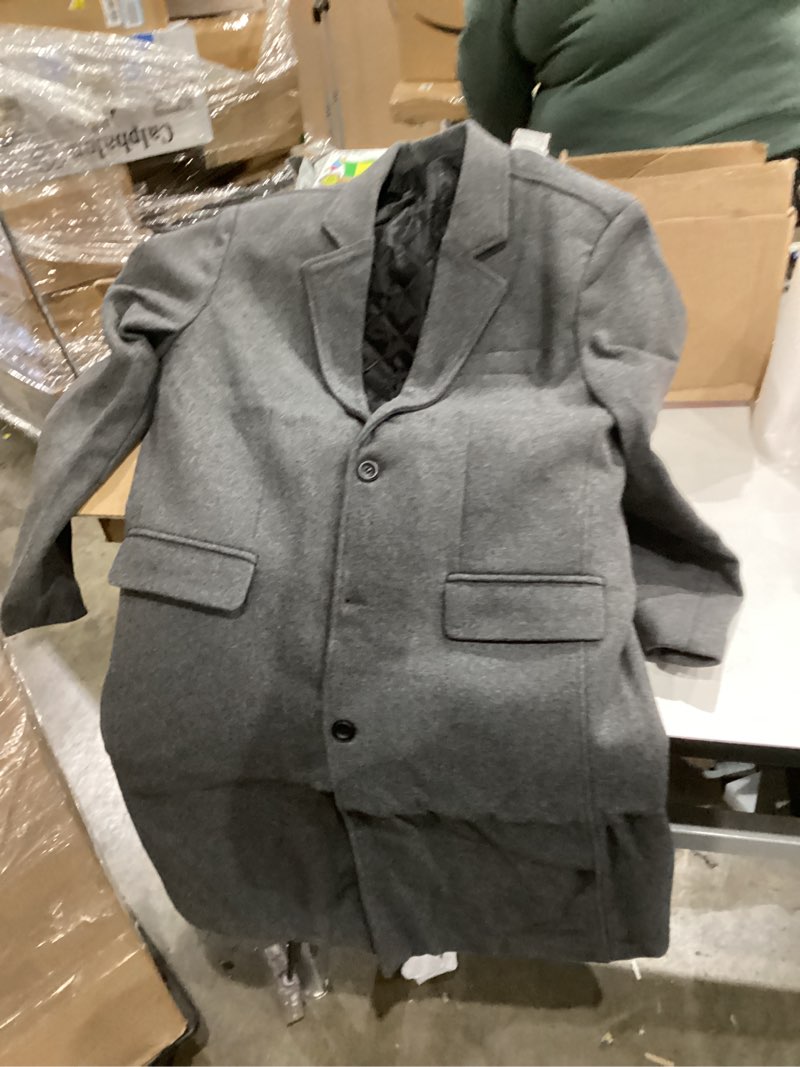 Condition photo showing New/Like New for Mens Single Breasted Trench Coat Winter Wool Blend Pea Coat Oversized Warm Lapel Work Business Jacket Outerwear X-Large Grey