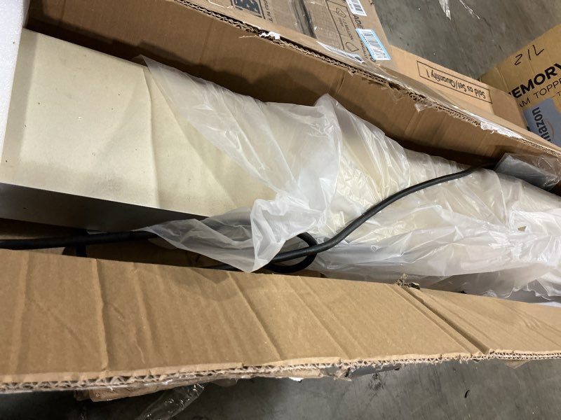 Condition photo showing As Is for winco food heat lamp strip heater with undermount brackets, 1100w, 48"
