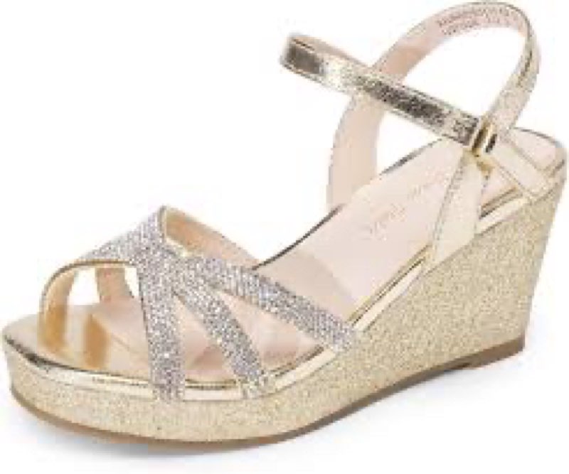 DREAM PAIRS Girls Wedge Sandals Flatform Open Toe Summer Platform Sandals Flower Wedding Party for L size 4 