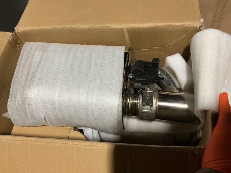 Condition photo showing As Is for 3 inch valved muffler electric exhaust cutout with muffler cat back exhaust system kit (2pcs) 3" (2pcs)