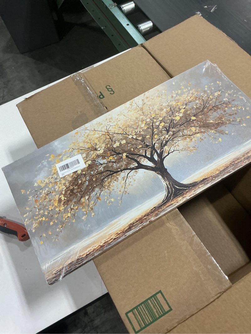 Condition photo showing New/Like New for Large Gold Tree of Life Canvas Wall Art Retro Abstract Tree Decor painting Picture Nordic Golden Plant Flowers Posters Prints for living room Bathroom Bedroom Office Hallway Home Decoration gold 48"L x 24"W