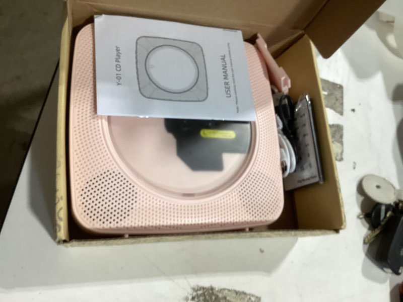 Condition photo showing Good Condition for cd player portable bluetooth rechargeable: cd players for home kegaudio 1800mah desktop wall cd player with speakers with dust cover fm radio usb remote control pink
