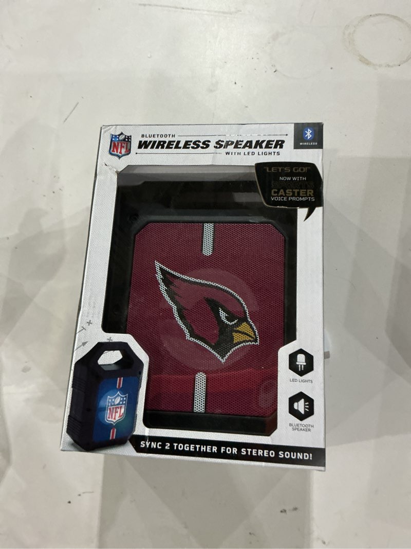 Condition photo showing New/Like New for SOAR NFL ShockBox XL LED Wireless Bluetooth Speaker, Arizona Cardinals