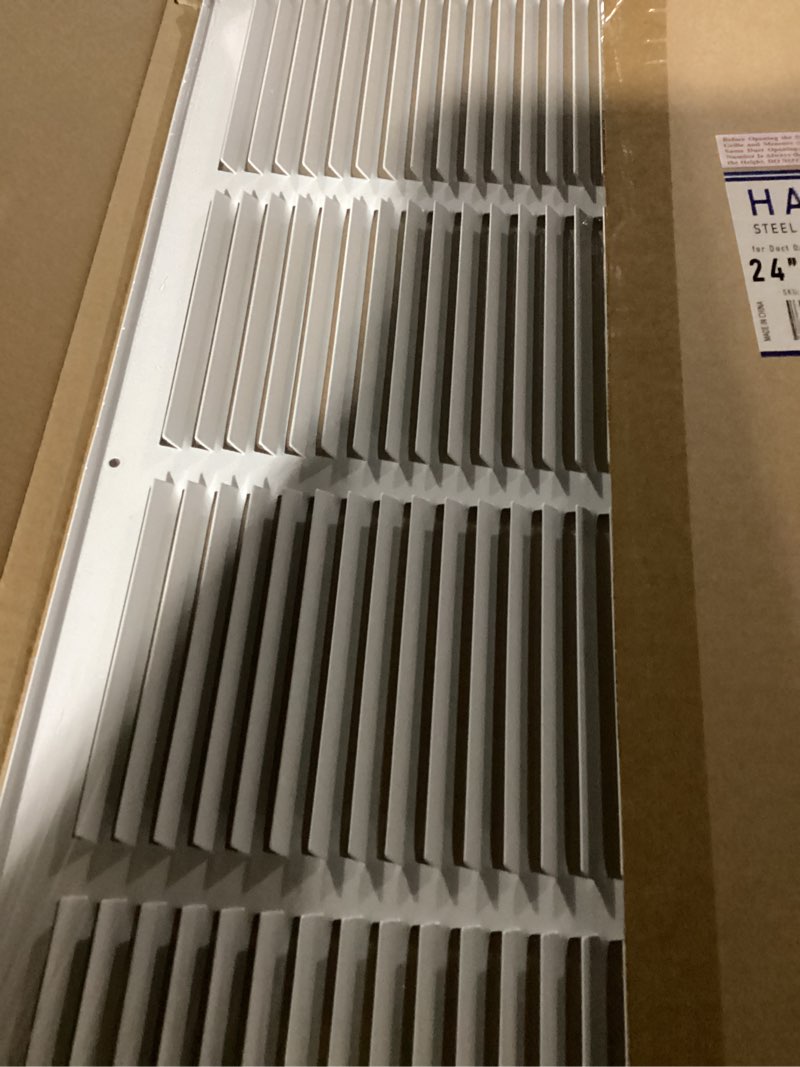 Condition photo showing Good Condition for Fits 24x14 Duct Opening | Steel Return Air Grille by Handua | Vent Cover Grill for Sidewall and Ceiling | White | HVAC Cold Air Intake Grille | Outer Dimensions: 25.75"W X 15.75" 1 24"W x 14"H [Duct Opening]