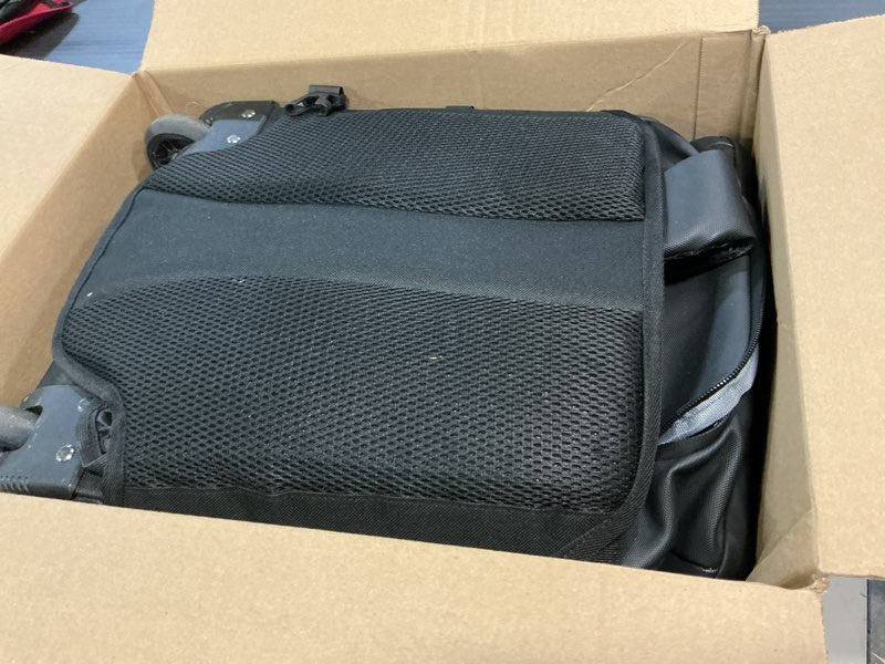 Condition photo showing As Is for rolling backpack,waterproof backpack with wheels for business and travel commuter, carry on backpack with laptop compartment, fit 17 inch laptop, wheeled backpack for adults black 20in