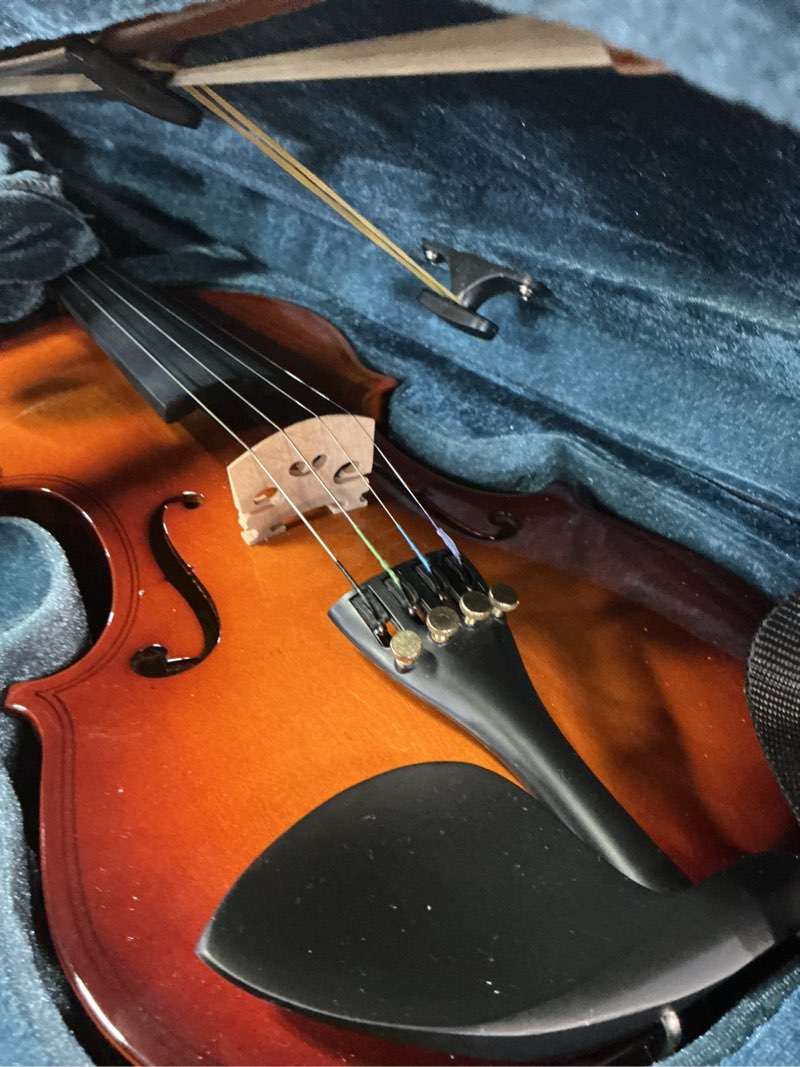 Condition photo showing Good Condition for vangoa violin 1/2 size for beginners full set, spruce childrens fiddle half size bundle medium acoustic violins starter kit package w/side solidwood, hard case for school students ages 6-9 1/2 gradient red & solid wood sides