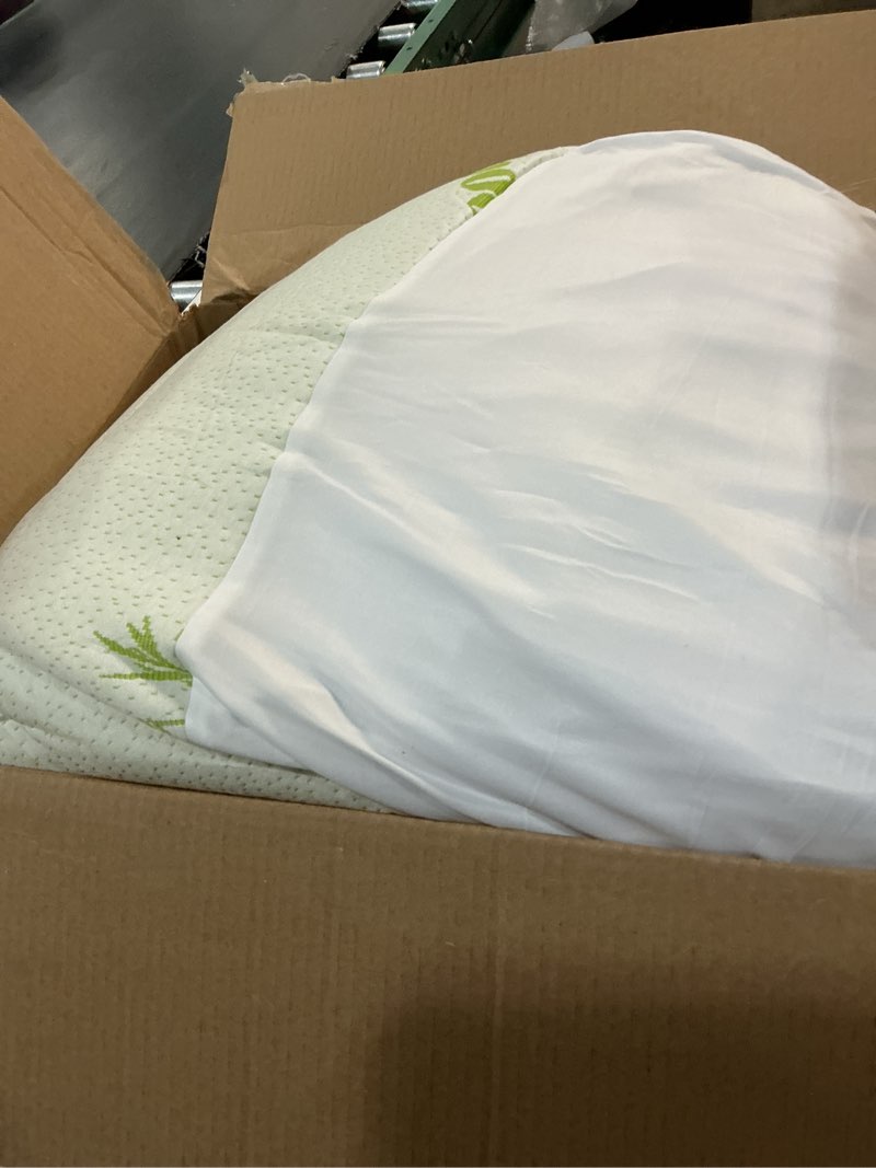 Condition photo showing Good Condition for dumos queen size ultra soft mattress topper, viscose derived from bamboo, pillow top mattress pad with stretchable pockets, breathable cooling topper for back pain relief gray white queen